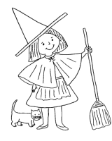 A coloring page of witches